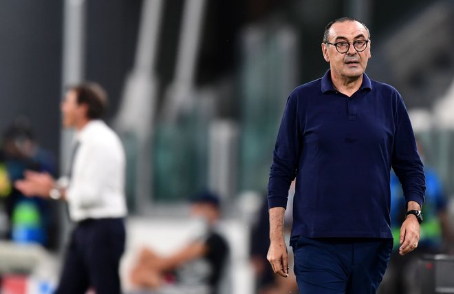 Trener Juventusa Maurizio Sarri ne razmišlja o slovesu od kluba, saj ima z njim sklenjeno veljavno pogodbo. FOTO: Miguel Medina/AFP