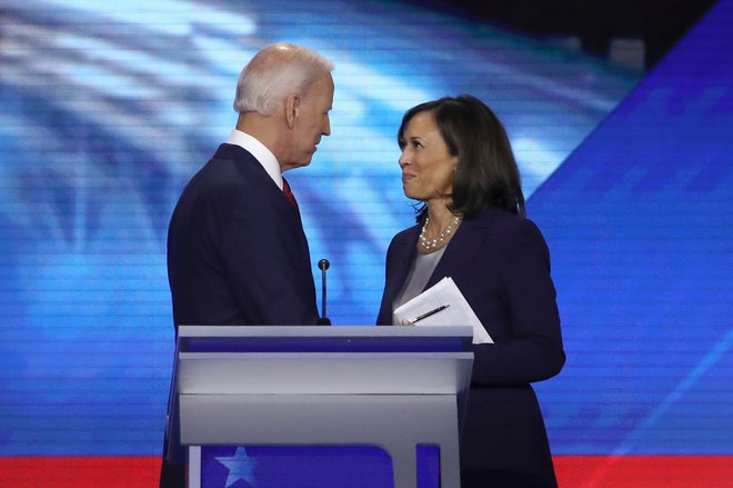 Demokratski predsedniški kandidat Joe Biden in njegova podpredsednica Kamala Harris septembra 2019 v Teksasu. FOTO: Win Mcnamee/AFP