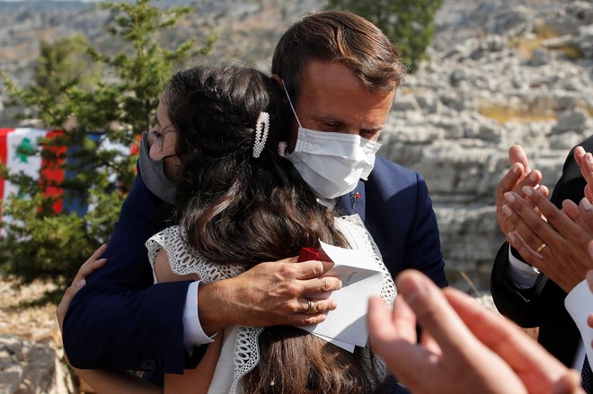 Francoski predsednik Emmanuel Macron ​Alors je obiskal Bejrut ob stoti obletnici nastanka države Veliki Libanon; razglasil jo je francoski general Henri Gouraud. Foto: Gonzalo Fuentes Reuters