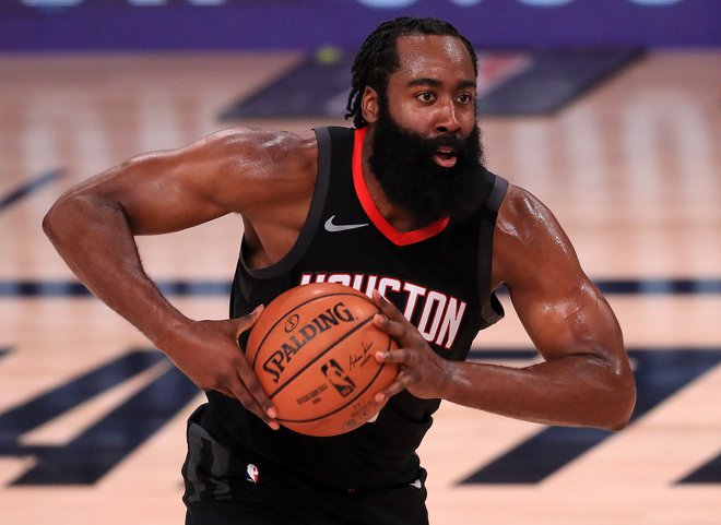 Houstonov ostrostrelec James Harden je imel slab strelski večer. FOTO: Mike Ehrmann/AFP<br />
 