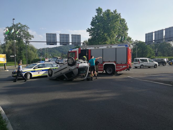 Prometna nesreča v Ljubljani FOTO: Maja Grgič/Delo