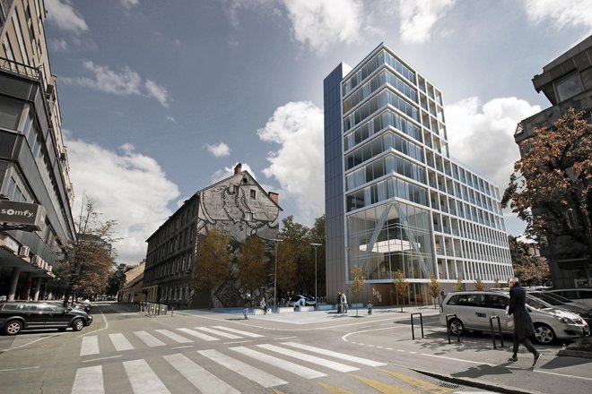V križišču Kolodvorske in Čufarjeve v Ljubljani bi radi še pred poletjem začeli graditi butični hotel z nekaj luksuznimi stanovanji. FOTO Clipplus