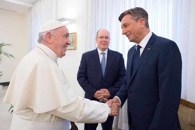 Papež Frančišek, Albert II. in Borut Pahor FOTO: Vatican Media