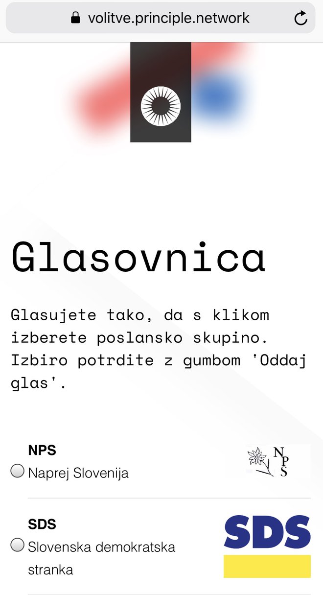 Tako izgleda glasovnica, do katere lahko dostopate z mobilnim telefonom. 