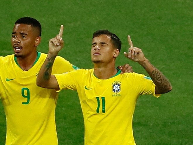 Philippe Coutinho (desno) je bil najboljši Brazilec, Gabriel Jesus pa je bil ob Neymarju velik dolžnik. Foto Reuters