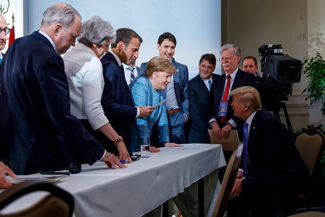 Zaradi carin so bili ohlajeni že odnosi med Trumpom in evropskimi voditelji na vrhu G7 v Kanadi. FOTO: Reuters