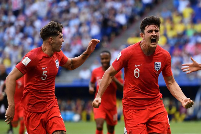 Harry Maguire je dosegel prvi gol za Anglijo in morda najpomembnejšega v karieri. Foto: AFP