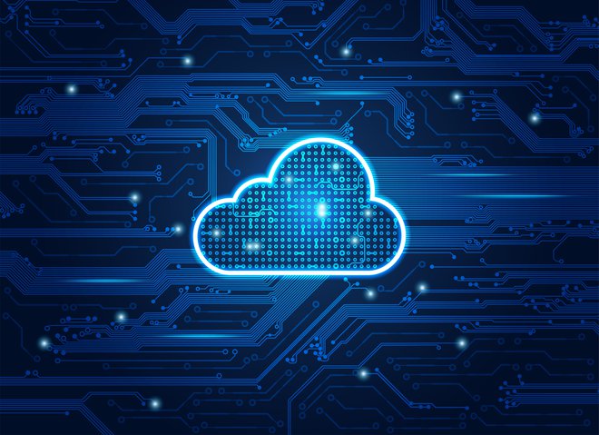 cloud symbol combined with electronic board, concept of cloud computing