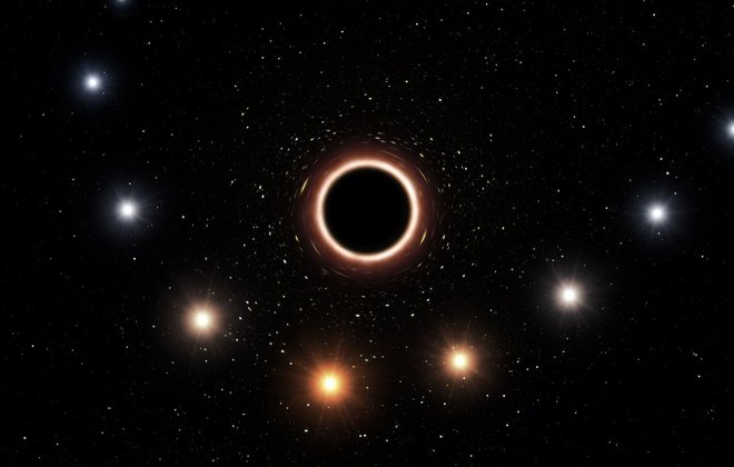 Umetniška upodobitev bližanja zvezde S2 supermasivni črni luknji v središču naše galaksije. FOTO:&nbsp;ESO/M. Kornmesser