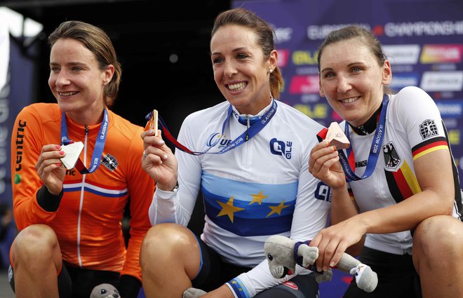 Medalistke z evropskega prvenstva: Marianne Vos, Marta Bastianelli in Lisa Brennauer.