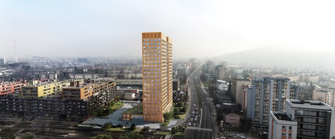 Ob soseski Celovški dvori bo Izet Rastoder po idejni rešitvi Scapelaba, ki pa še ni dokončna, zgradil stolpnici, imenovani Spektra, v kateri bo 224 stanovanj. FOTO: Spektra Invest