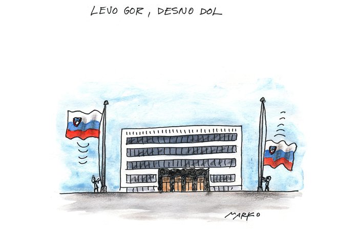 Levo gor, desno dol. KARIKATURA: Marko Kočevar