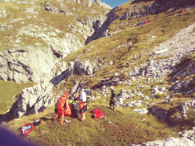 Nesreč na Mangartskem sedlu. FOTO: GZ Bovec