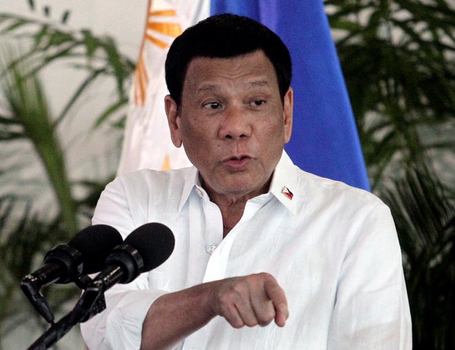 &raquo;Kateri so moji grehi?&laquo; se je retorično vprašal filipinski predsednik&nbsp;Rodrigo Duterte&nbsp;v govoru, ki ga je imel v četrtek v predsedniški palači v Manili. FOTO: Lean Daval Jr Eloisa Lopez
