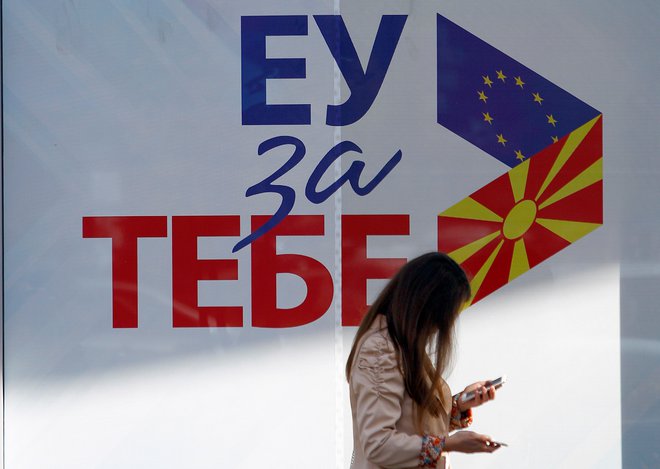 Referendumsko vprašanje se glasi: ali ste za članstvo Makedonije v EU in Natu s sprejetjem sporazuma med Makedonijo in Grčijo? Foto: Ognen Teofilovski/Reuters
