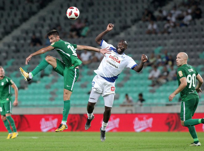 Jucie Lupeta je v prvem ljubljansko-celjskem dvoboju v sezoni v Stožicah igral za Celje in zabil gol Olimpiji. Foto Mavric Pivk