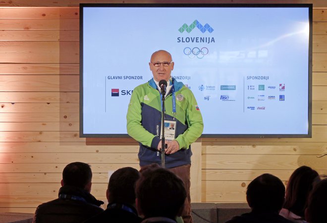 Bogdan Gabrovec, na fotografiji na sprejemu za novinarje v slovenski hiši na olimpijskih igrah v Pjongčangu, se bo potegoval za novi predsedniški mandat pri OKS. FOTO: Matej Družnik/Delo