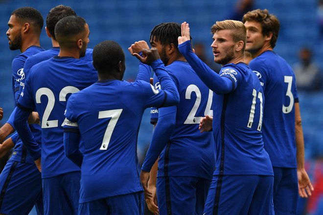 Timo Werner (drugi z desne) je v pripravljalnih tekmah že zadeval za Chelsea. FOTO: Glyn Kirk/AFP