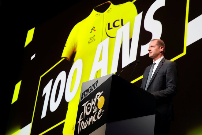 Direktor dirke Christian Prudhomme je predstavil dirko, ki bo v znamenju jubileja rumene majice. FOTO: Reuters