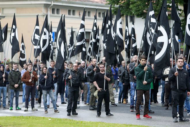 Shod gibanja CasaPound v Gorici leta 2015, odtlej je tam njegovo predstavništvo. FOTO: Leon Vidic