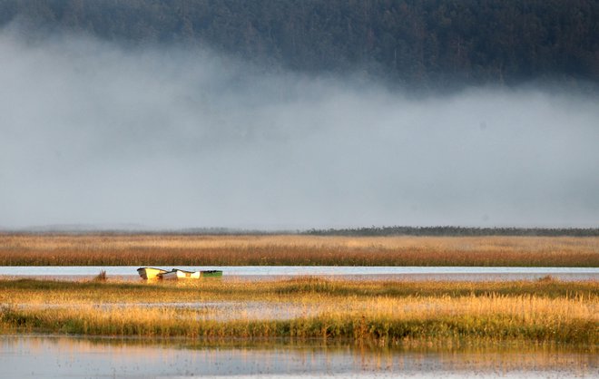 Meditativno vzdušje ob Cerkniškem presihajočem jezeru. FOTO: Ljubo Vukelič/Delo