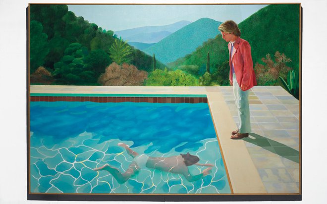 Sliko <em>Portret umetnika (Bazen z dvema figurama)</em> je David Hockney ustvaril leta 1972, z njo se je, kakor je dejal, mučil več kot leto. Foto Christie&rsquo;s