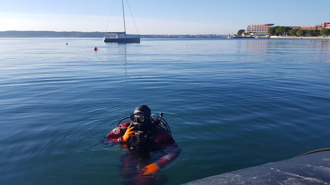 Podvodna arheološka raziskovanja v Portorožu. Na fotografiji Matic Perko. Foto Boris Šuligoj