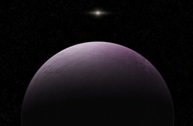 Umetniška upodobitev pritlikavega planeta 2018 VG18. FOTO: Roberto Molar Candanosa/Carnegie Institution for Science