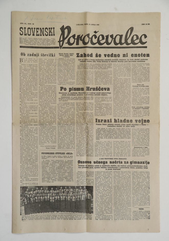 Zadnja naslovnica Slovenskega poročevalca 28. aprila 1959. FOTO: Leon Vidic/Delo