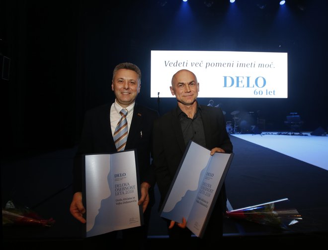 Delovi osebnosti leta 2018 dr. Uroš Ahčan in dr. Vojko Didanovič sta nagrado razumela kot spodbudo za nadaljevanje vrhunskega dela. FOTO: Matej Družnik
