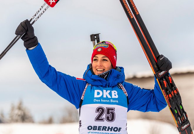 Lisa Vittozzi je zmagovalka šprinta v Oberhofu. FOTO: AFP