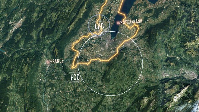Primerjava obsegov trenutnega trkalnika in predlaganega. FOTO: CERN