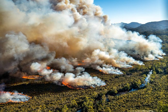 Iz Tasmanije poročajo, da so nekateri požari zelo obsežni. FOTO: Reuters