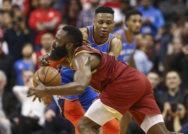 Russell Westbrook in James Harden podirata rekorde v ligi NBA. FOTO: Troy Taormina/Reuters