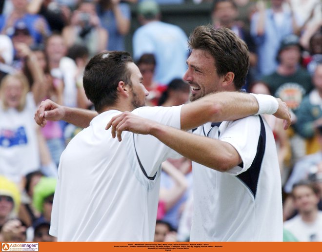 Goran Ivanišević in Patrick Rafter sta pred 18 leti v Wimbledonu odigrala nepozaben dvoboj. FOTO: Reuters