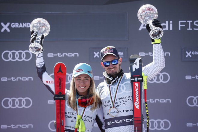 Superveleslalomska globusa sta si prismučala Mikaela Shiffrin in Dominik Paris. FOTO: Reuters