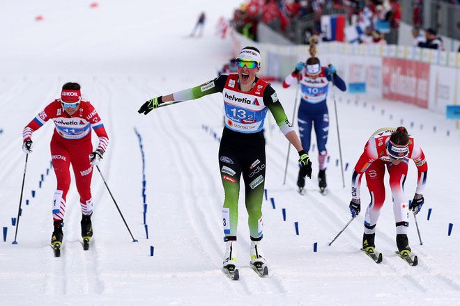 Anamarija Lampič tako visoko v tej sezoni svetovnega pokala še ni bila. FOTO: Lisi Niesner/Reuters