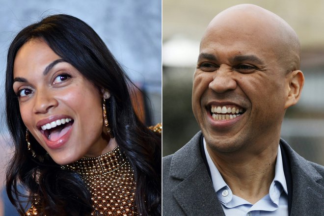 Za sedaj je prekrasno, je o zvezi s senatorjem Bookerjem povedala igralka Rosario Dawson. FOTO: AFP