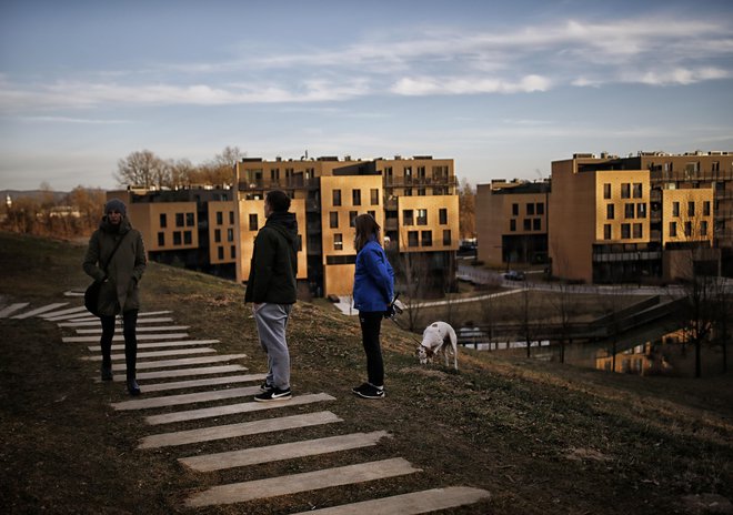 V bližini soseske Zeleni Gaj na Brdu bo republiški stanovanjski sklad (skupaj z mestnim skladom) do leta 2021 zgradil nova najemna stanovanja. FOTO Blaž Samec/Delo