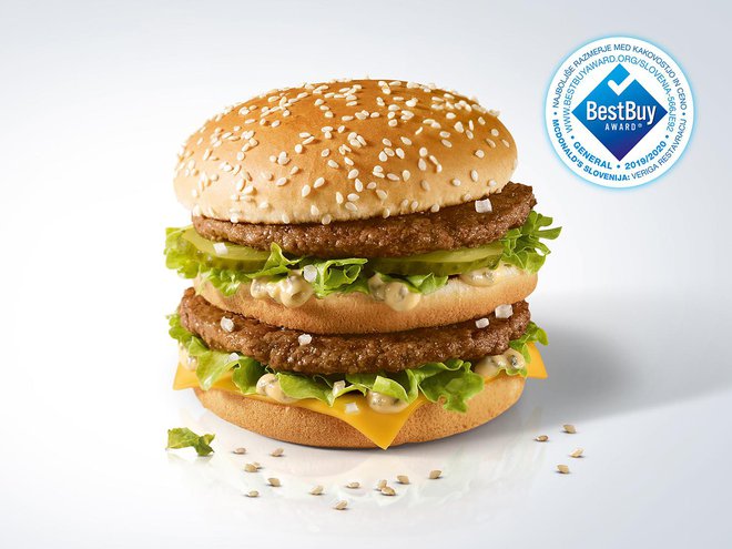 Big Mac, najslavnejši burger na svetu, v McDonald&#39;sovih restavracijah po Sloveniji stane le 2,40 evra.<br />
&nbsp;FOTO: McDonald`s Slovenija