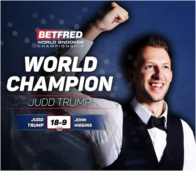 V finalu svetovnega prvenstva je Judd Trump premagal veterana Johna Higinsa. FOTO: World Snooker