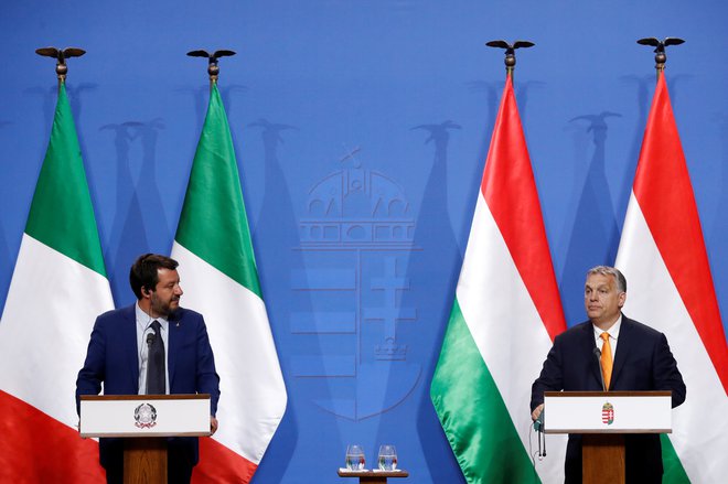 Matteo Salvini in Viktor Orbán FOTO Reuters