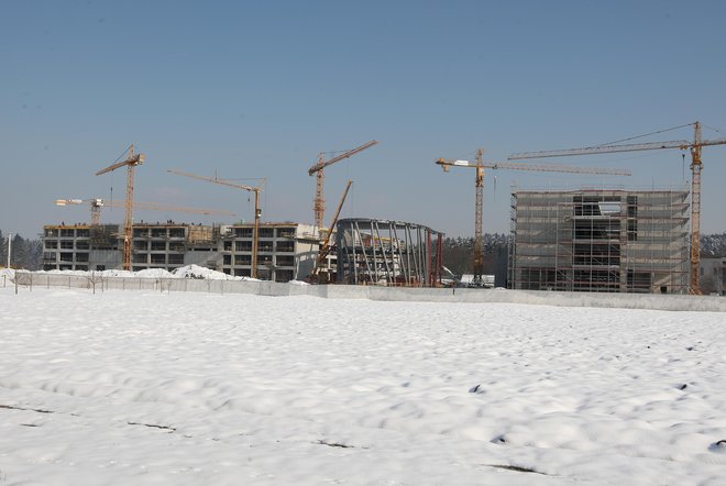 Gradnja novih fakultet (FRI) in (FKKT) ob Večni poti nasproti živalskega vrta v Ljubljani marca leta 2013. Foto Igor Zaplatil