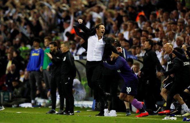 Frank Lampard je nekoč blestel v majici Chelseaja, zdaj na klopi Derbyja. Ukanil je tudi Marcela Bielso (Leeds). FOTO: Reuters