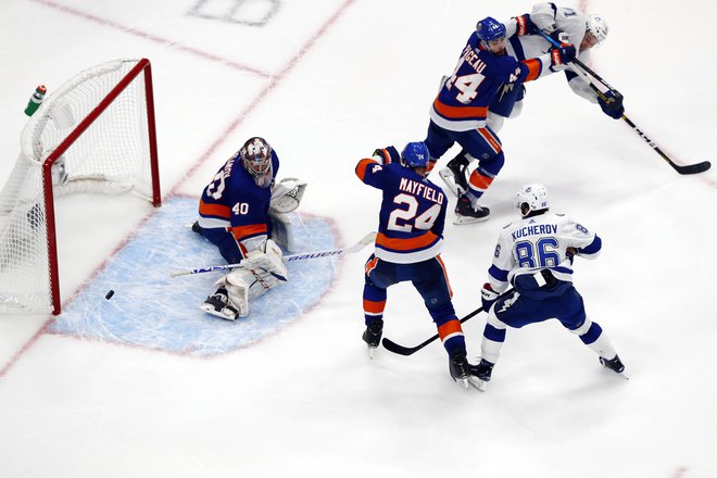 Semjon Varlamov je bil junak zmage Otočanov. FOTO: Perry Nelson/USA TODAY Sports