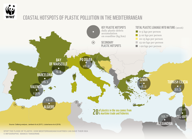 Kje je največ plastičnih odpadkov. FOTO: Wwf