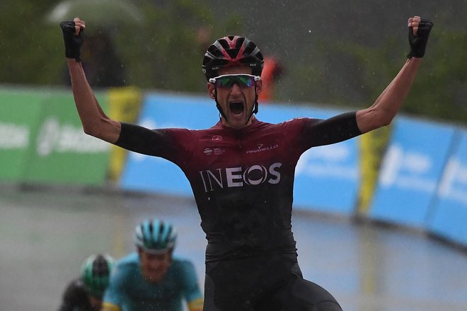 Wout Poels je slavil zmago v 7. etapi kriterija Dauphine. FOTO: Anne-Christine Poujoulat/AFP