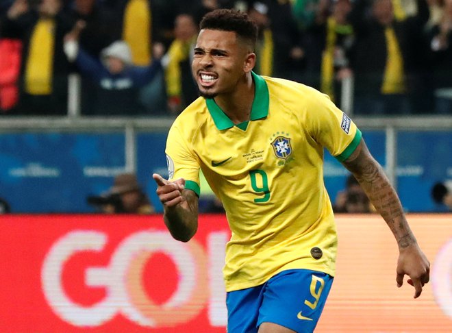 Gabriel Jesus se je takole veselil zmagovitega gola proti Paragvajcem. FOTO: Reuters