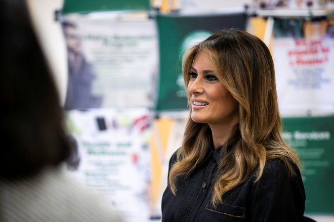 Ameriška prva dama Melania Trump na nedavni razpravi o krizi opioidov. FOTO: Alexander Drago/Reuters