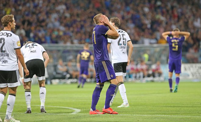 Andrej Kotnik je v prvem polčasi sprožil najnevarnejši strel proti Rosenborgovimi vrati. FOTO: Tadej Regent/Delo